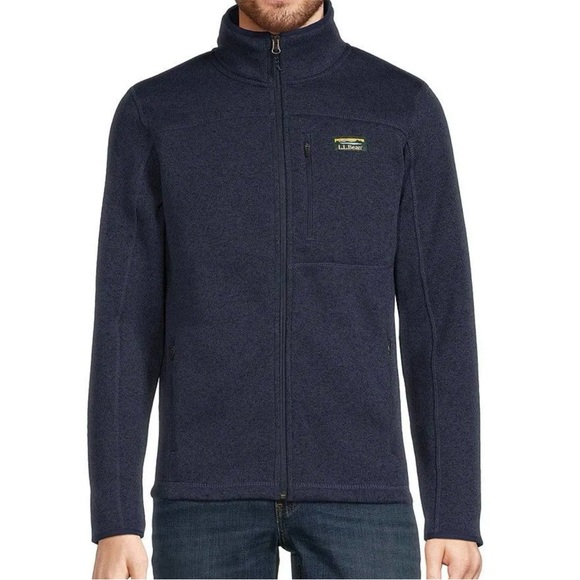 LL BEAN Men’s Fleece Full Zip Sweater Jacket, Blue, Large Regular